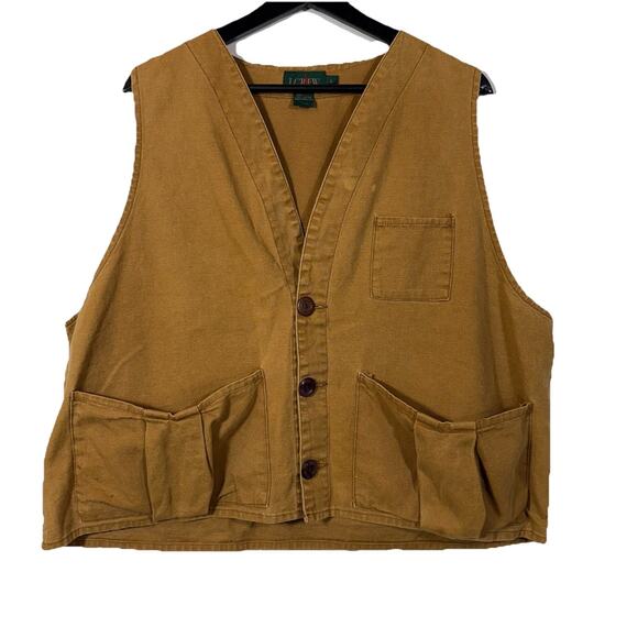 Vintage Vest J Crew 1980s Fishing Hunt Duck Utility Brown Tan Countryside Chic L - Picture 2 of 12